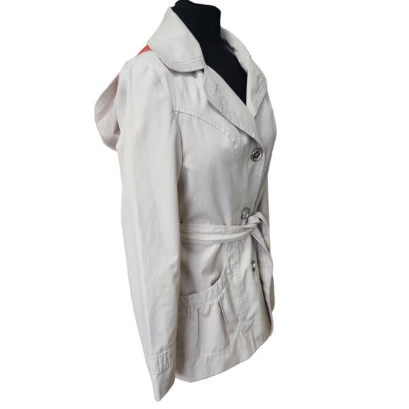 Esprit Cream Belted Hooded Trench Coat Light Jacket Size Small - Picture 2 of 10